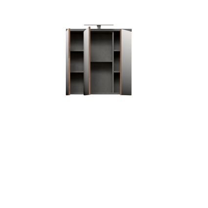 Armário de parede para casa de banho VENOM com espelho antracite/castanho