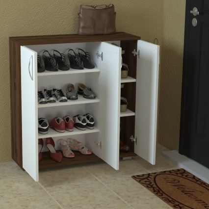 Armário de sapatos SINEM 93x89 cm castanho/branco