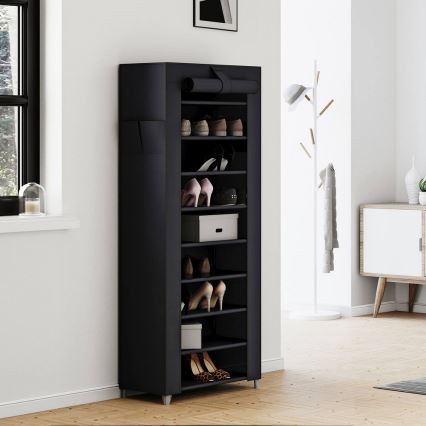 Armário de tecido para arrumação com prateleiras MATIS 58x160 cm, preto