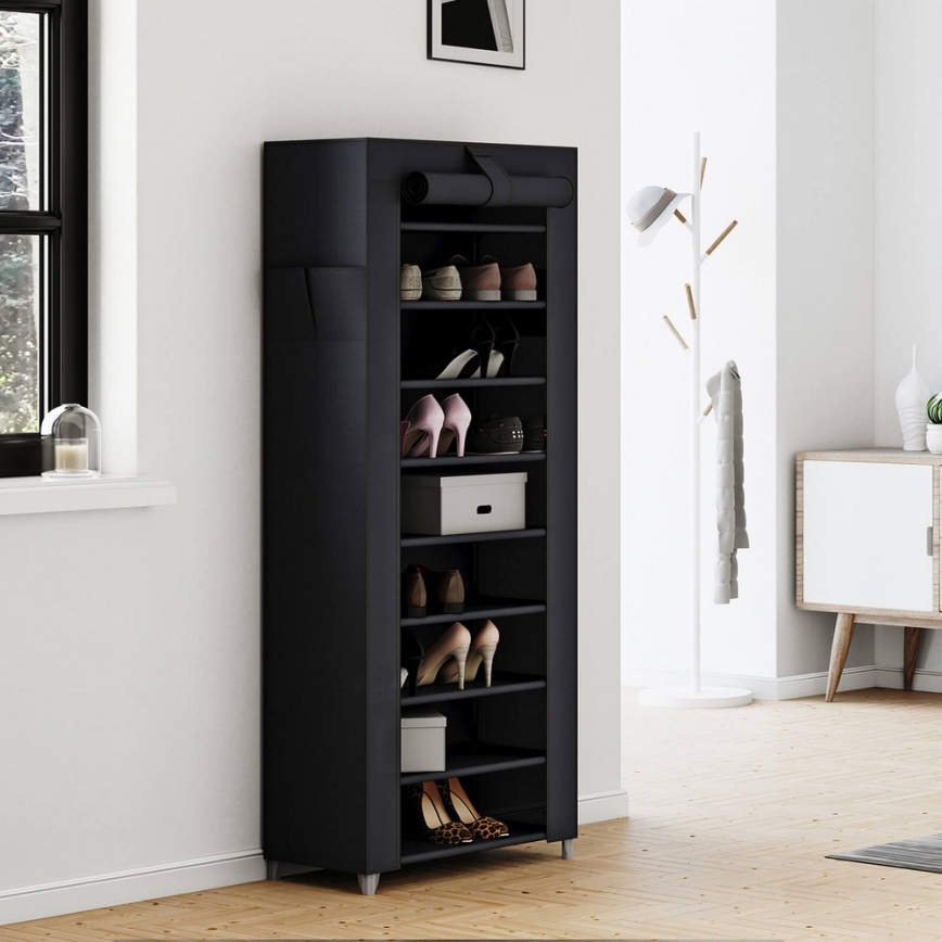 Armário de tecido para arrumação com prateleiras MATIS 58x160 cm, preto