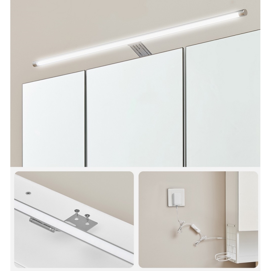 Armário espelhado de casa de banho LED SKY 70x70x16 cm 230V branco