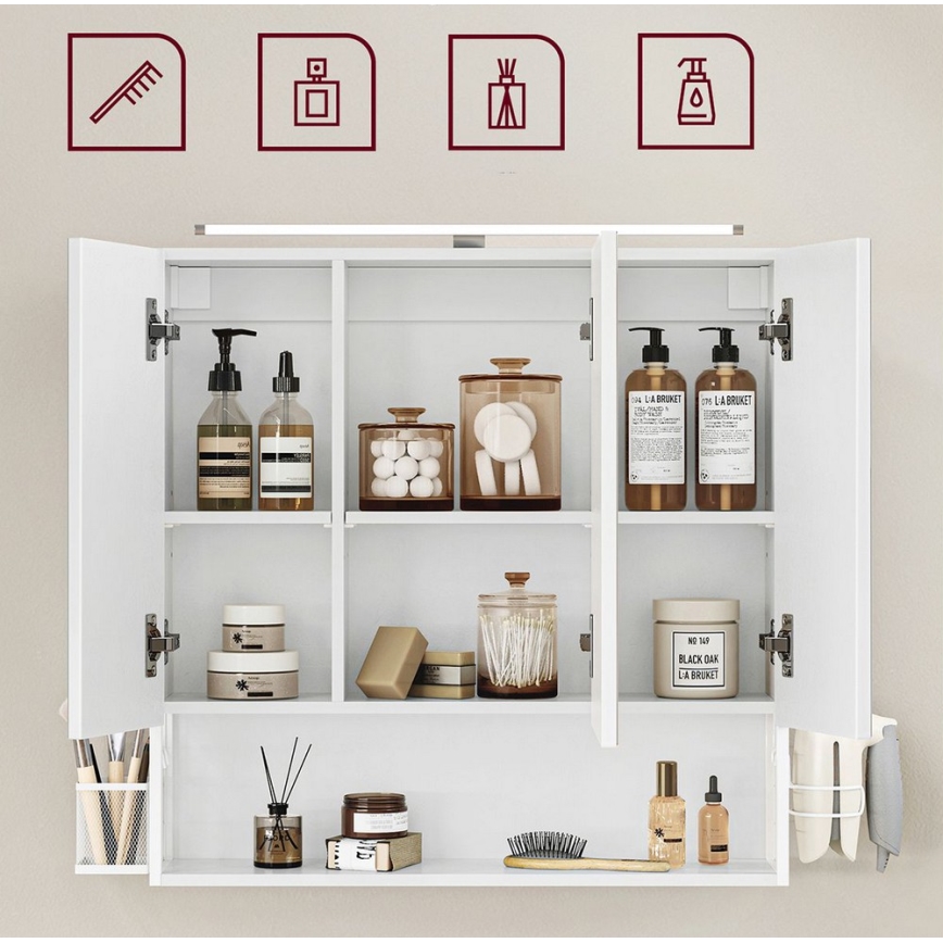 Armário espelhado de casa de banho LED SKY 70x70x16 cm 230V branco