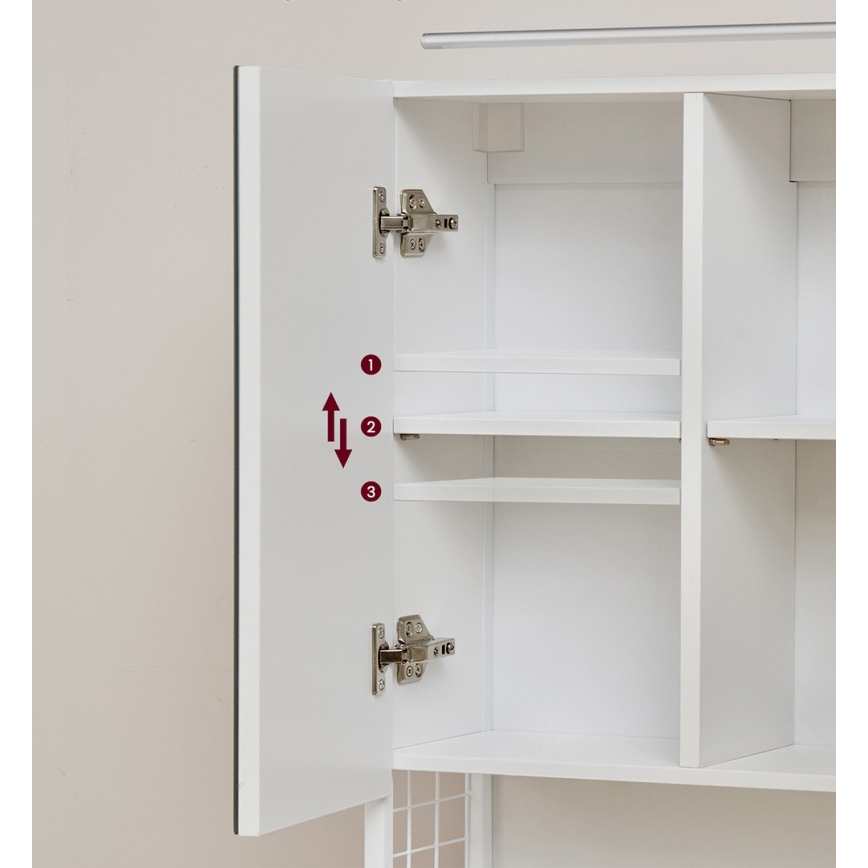 Armário espelhado de casa de banho LED SKY 70x70x16 cm 230V branco
