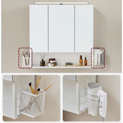Armário espelhado de casa de banho LED SKY 70x70x16 cm 230V branco