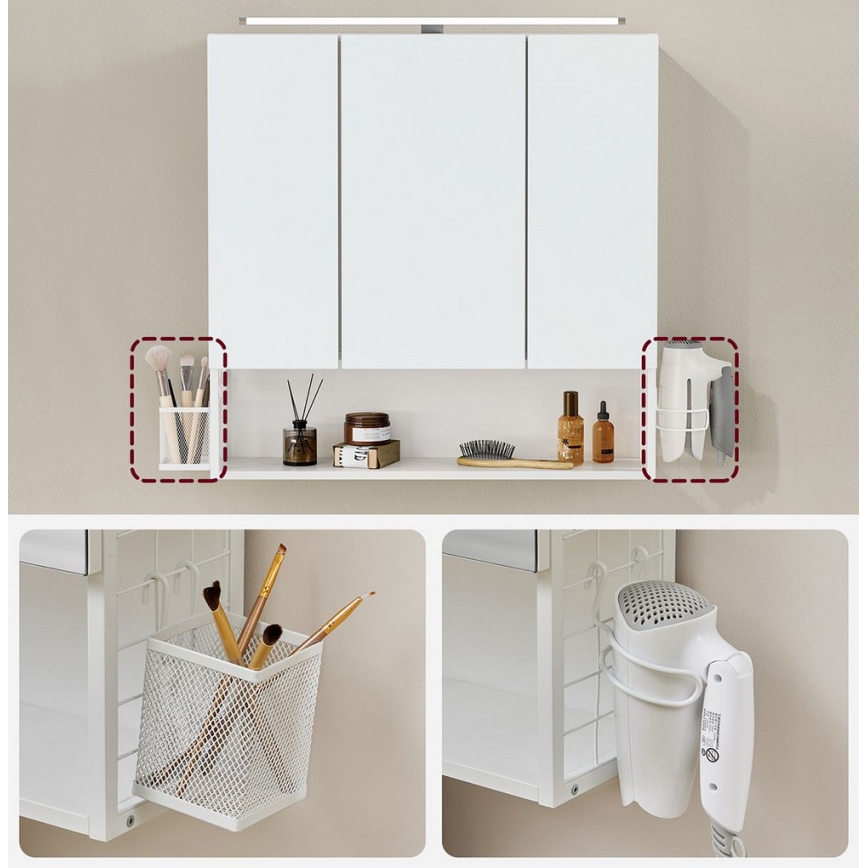Armário espelhado de casa de banho LED SKY 70x70x16 cm 230V branco