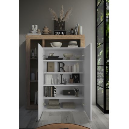 Armário LENOR branco/carvalho claro