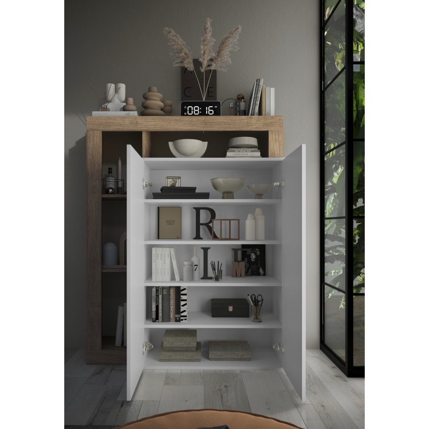 Armário LENOR branco/carvalho claro