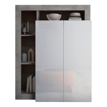 Armário LENOR branco/cinzento betão