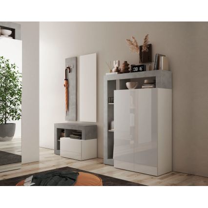 Armário LENOR branco/cinzento betão