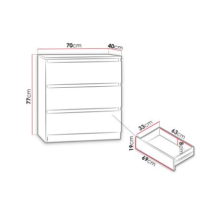 Armário MALWA 77x70 cm preto