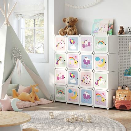 Armário modular infantil com caixas de arrumação ANET colorido