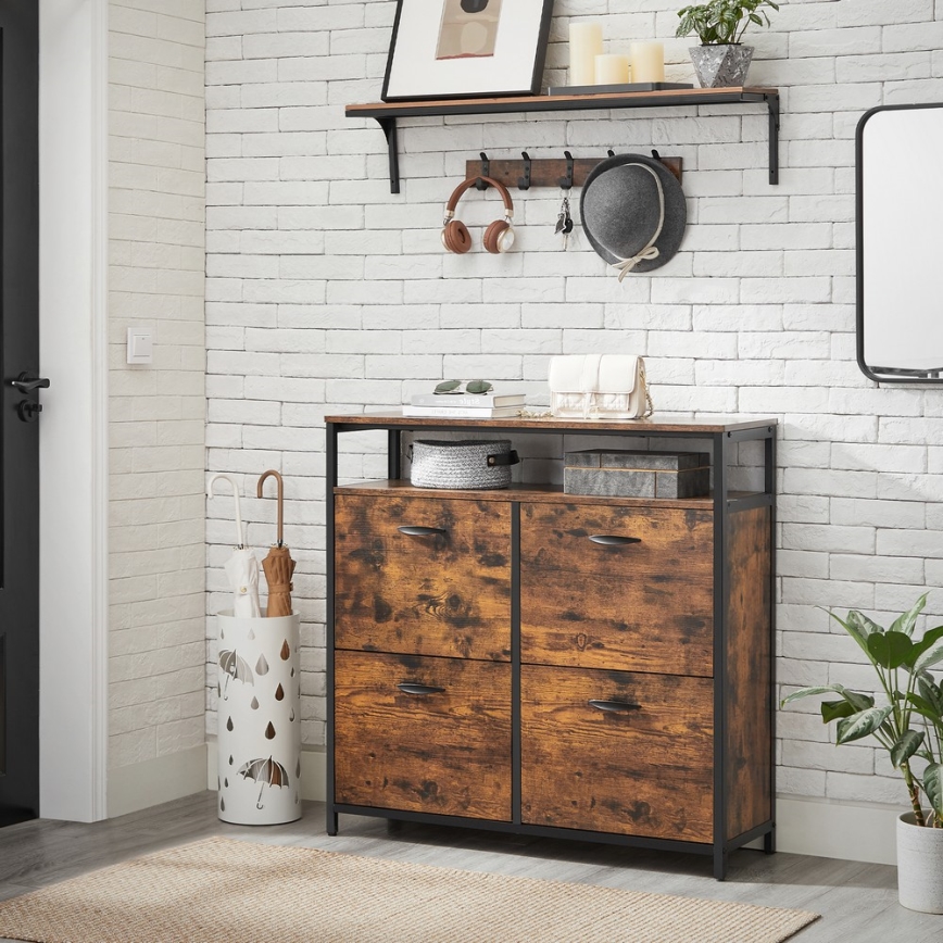 Armário para sapatos FIRA castanho/preto