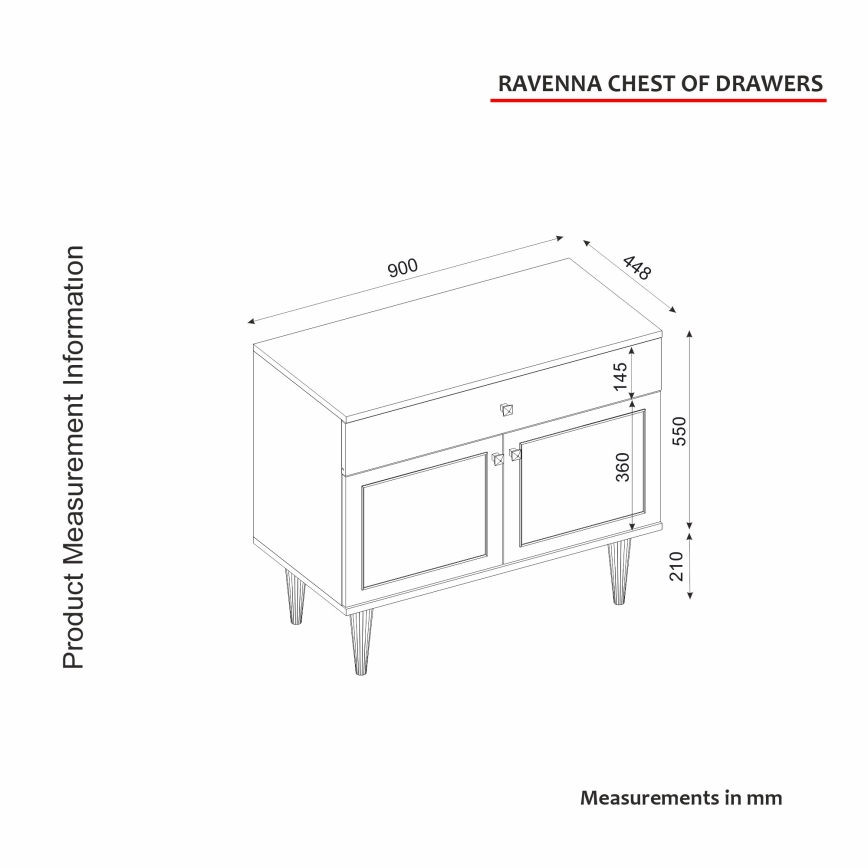 Armário RAVENNA 76x90 cm branco/ouro