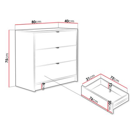 Armário TIRENO 75x80 cm preto