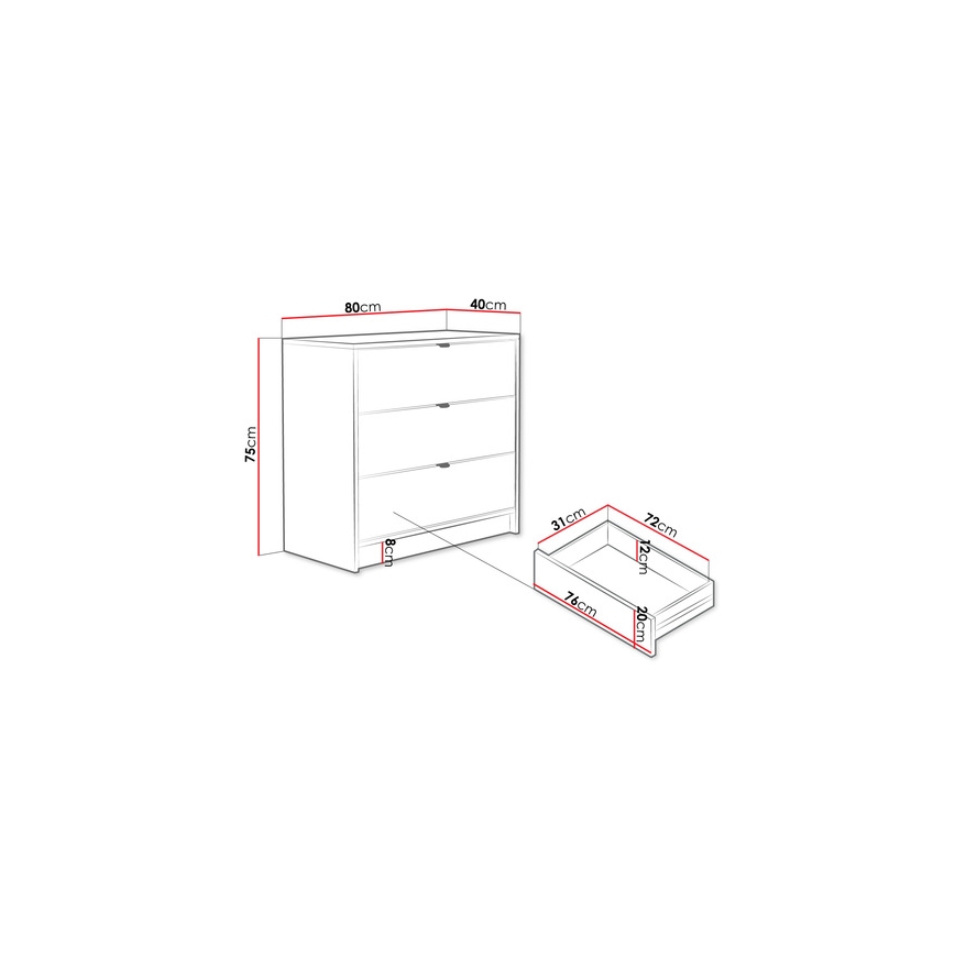 Armário TIRENO 75x80 cm preto