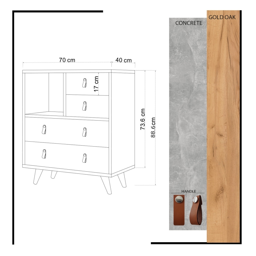 Armário WITLOF 87x70 cm castanho/cinzento