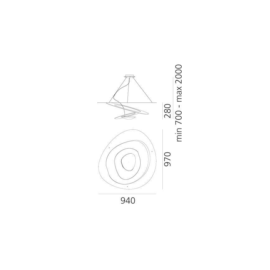 Artemide 1254120A - Candeeiro suspenso LED com regulação PIRCE LED/44W/230V 3000K dourado