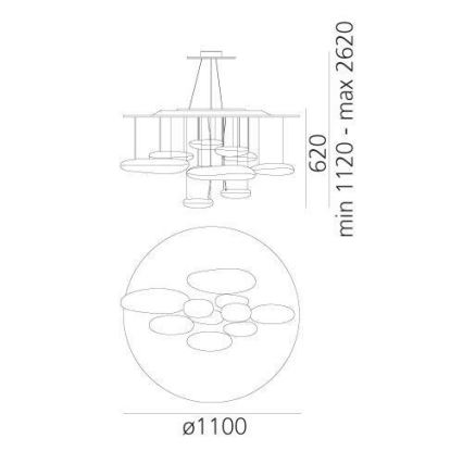 Artemide 1367110A - Candeeiro suspenso LED com regulação MERCURY LED/58W/230V 3000K