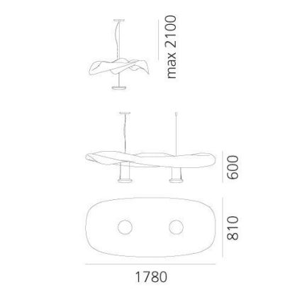 Artemide 1513010A - Candeeiro suspenso COSMIC ANJO 2xR7s/11W/230V cromado brilhante