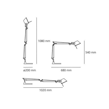 Artemide AR A005910+AR A008600 CONJUNTO - Candeeiro de mesa TOLOMEO MINI 1xE27/70W/230V