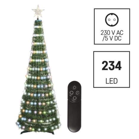 Árvore de Natal LED RGB com corrente de iluminação 234xLED/16 modos 1,5m +  CR | Lampamania