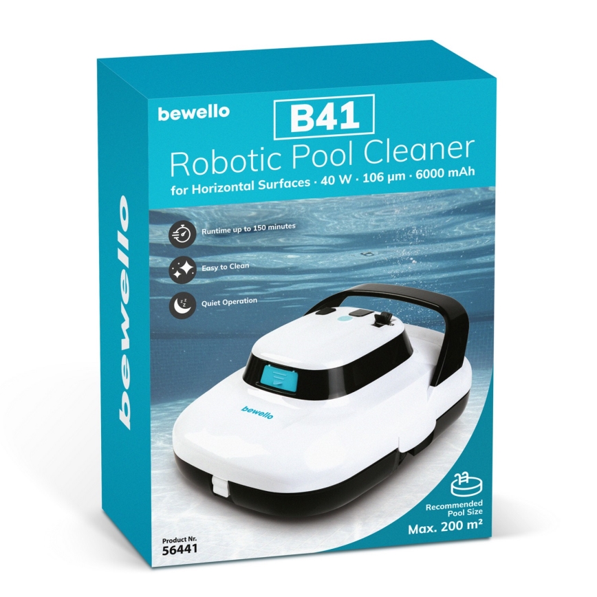 Aspirador robótico de piscinas para superfícies horizontais 40W/12,6V 6000 mAh IPX8 branco