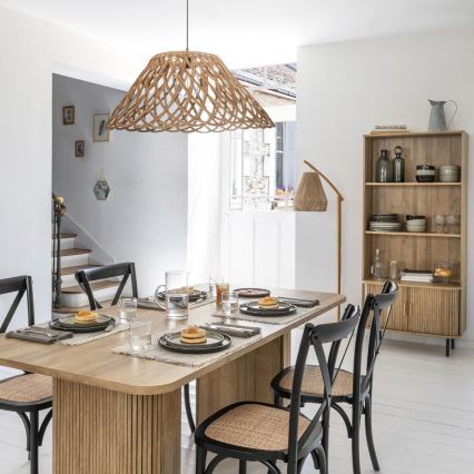 Atmosphera - Candeeiro de chão PALM 1xE27/60W/230V bambu/cânhamo