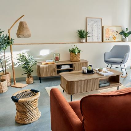 Atmosphera - Candeeiro de chão PALM 1xE27/60W/230V bambu/cânhamo