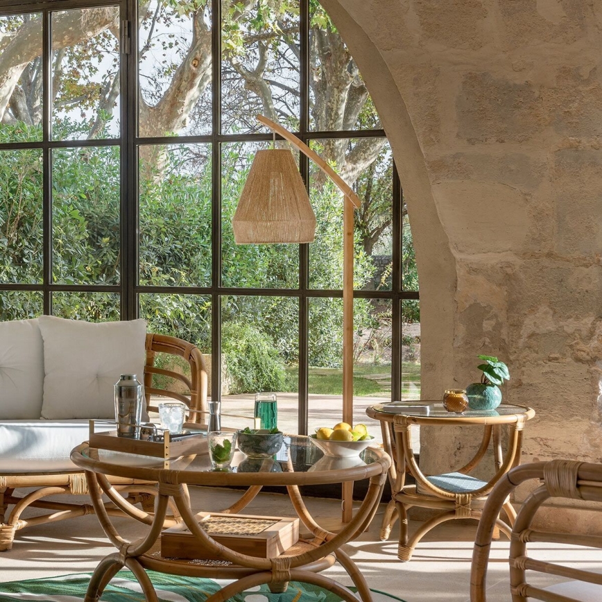 Atmosphera - Candeeiro de chão PALM 1xE27/60W/230V bambu/cânhamo