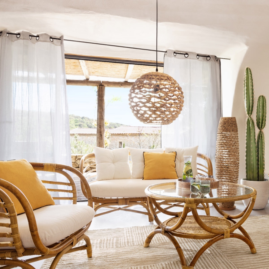 Atmosphera - Candeeiro de chão SAND 1xE27/40W/230V faia/Jacinto-de-água