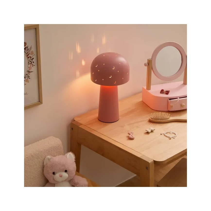 Atmosphera - Candeeiro de mesa infantil STARRY MUSHROOM 1xE14/25W/230V rosa