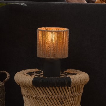 Atmosphera - Candeeiro de mesa KOBY 1xE14/40W/230V cânhamo/preto