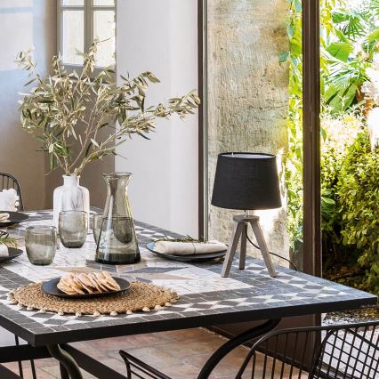 Atmosphera - Candeeiro de mesa MINI 1xE14/25W/230V pinho/cinzento