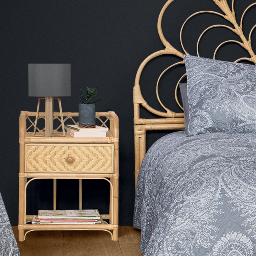 Atmosphera - Candeeiro de mesa MOLU 1xE27/25W/230V pinho/cinzento