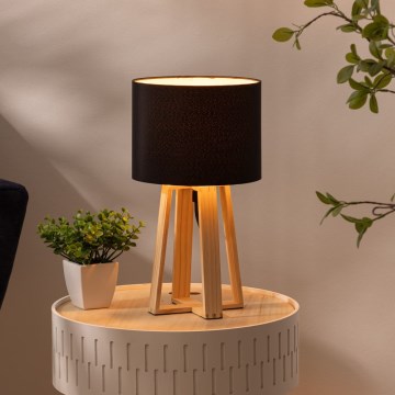 Atmosphera - Candeeiro de mesa MOLU 1xE27/25W/230V pinho/preto