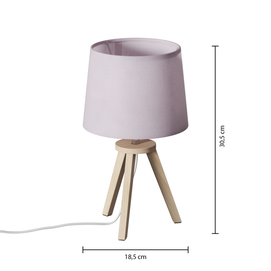 Atmosphera - Candeeiro de mesa TRIPOD 1xE14/40W/230V pinho/rosa