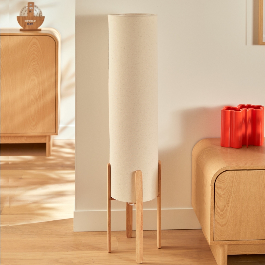 Atmosphera - Candeeiro de pé KEYAH 1xE27/25W/230V madeira de seringueira