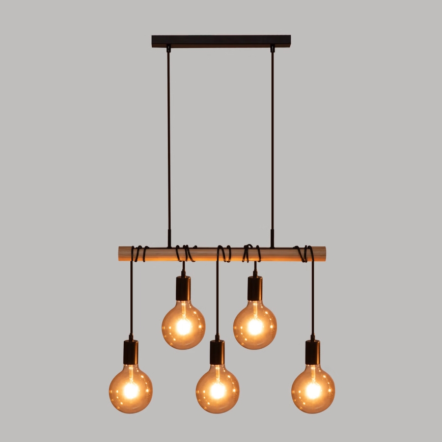 Atmosphera - Candeeiro suspenso JAKE 5xE27/40W/230V pinho