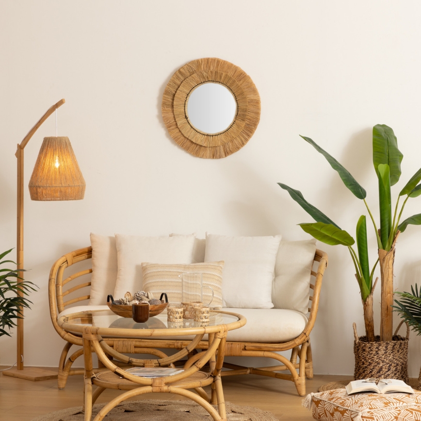 Atmosphera - Espelho de parede ALBA diâmetro 57 cm rattan