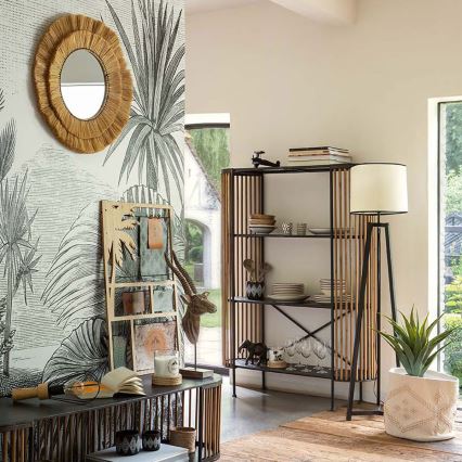 Atmosphera - Espelho de parede ALBA diâmetro 57 cm rattan