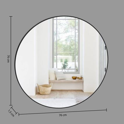Atmosphera - Espelho de parede ALICE diâmetro 76 cm preto