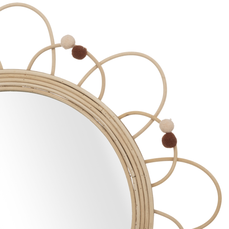 Atmosphera - Espelho de parede infantil CAMPAIN, diâmetro 38 cm, rattan