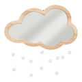 Atmosphera - Espelho de parede infantil CLOUD 40x36 cm em madeira de seringueira