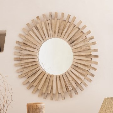 Atmosphera - Espelho de parede MANON diâmetro 88 cm abeto