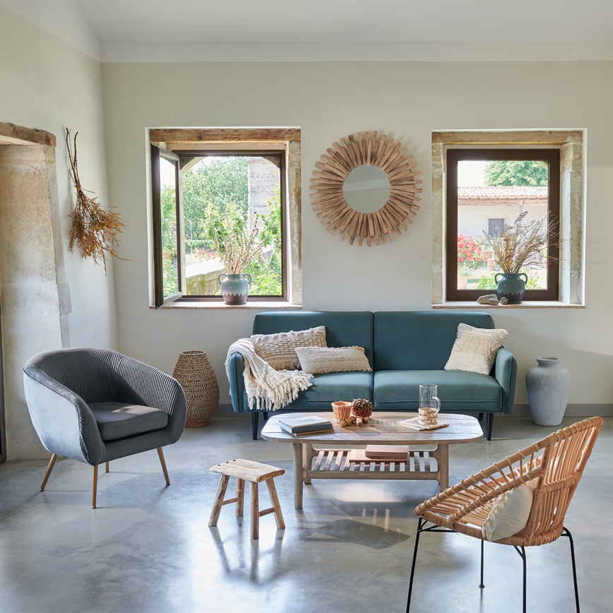 Atmosphera - Espelho de parede MANON diâmetro 88 cm abeto