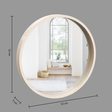 Atmosphera - Espelho de parede OLAV diâmetro 52 cm paulownia