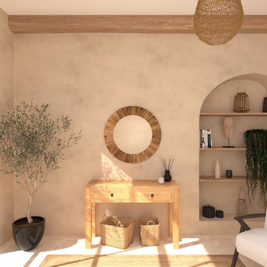 Atmosphera - Espelho de parede PAMELA diâmetro 83 cm abeto