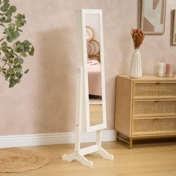 Atmosphera - Espelho de Pé com Porta-Jóias KRISTIN 146,8x37 cm branco