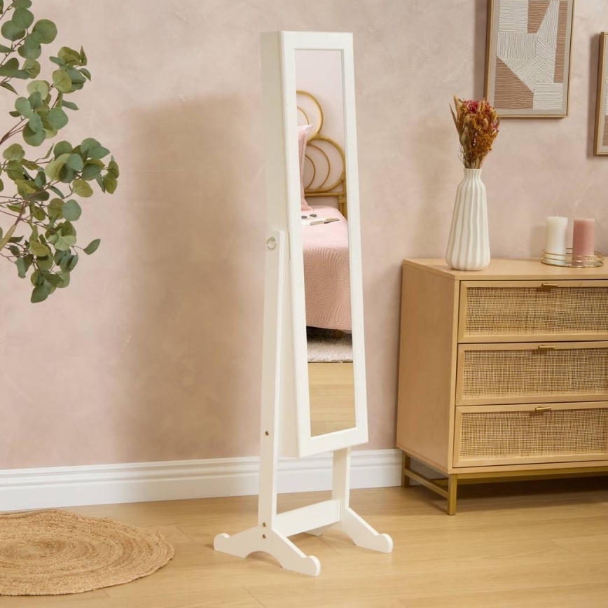 Atmosphera - Espelho de Pé com Porta-Jóias KRISTIN 146,8x37 cm branco