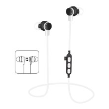 Auriculares Bluetooth com microfone e leitor de MicroSD branco/preto